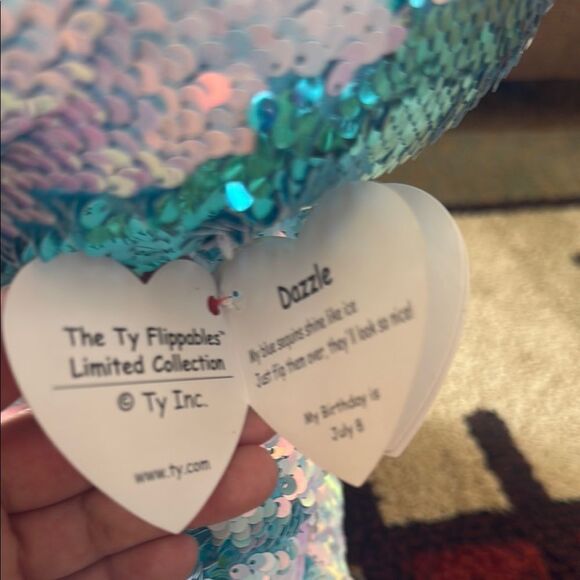 Ty Blue and Gold Unicorn Plush Toy with Sparkly Texture - Picture 2 of 3